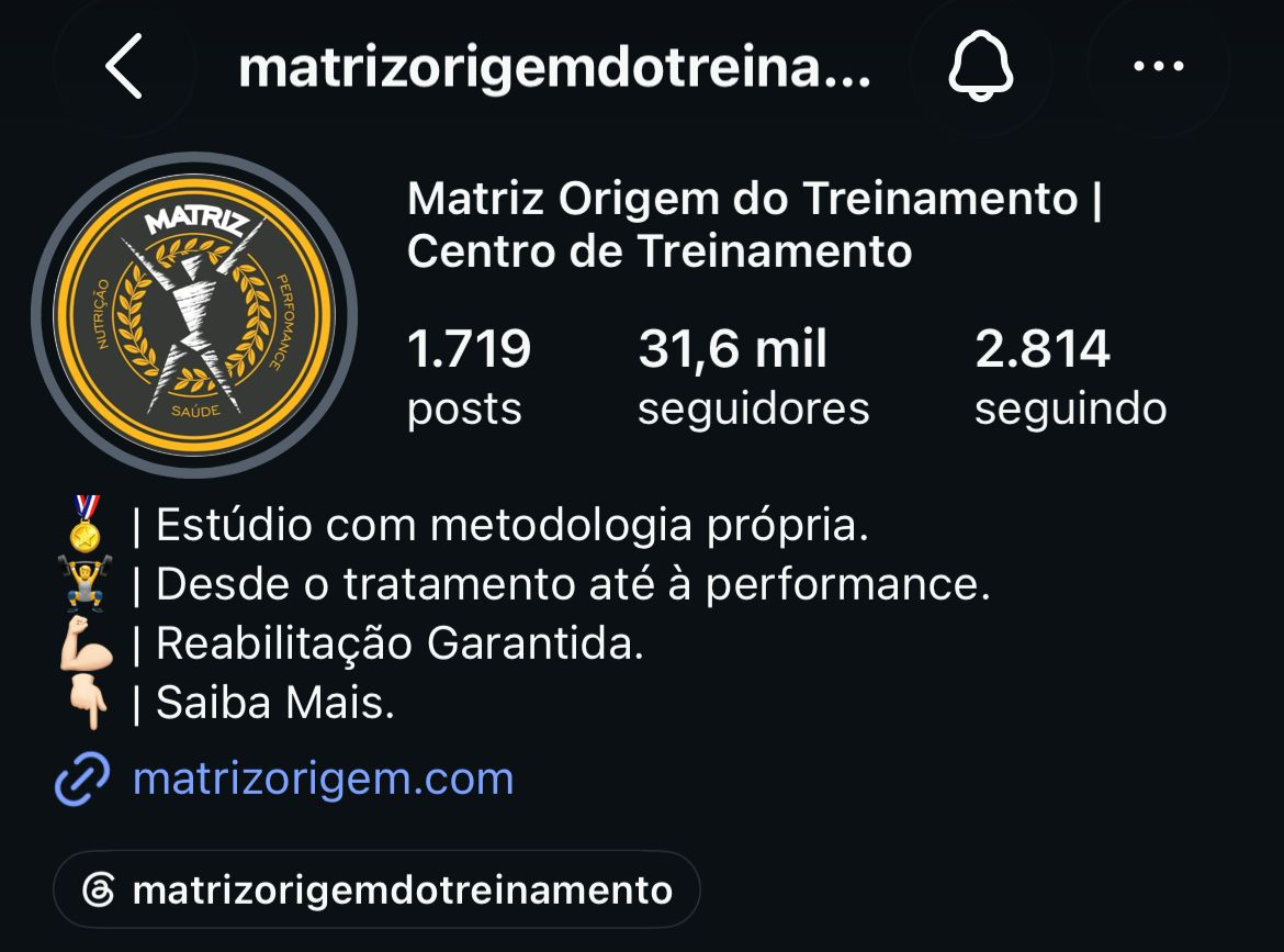 Perfil oficial da Matriz com 31,6 mil seguidores